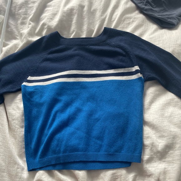 blue and white striped sweater, wool material, - Picture 1 of 7